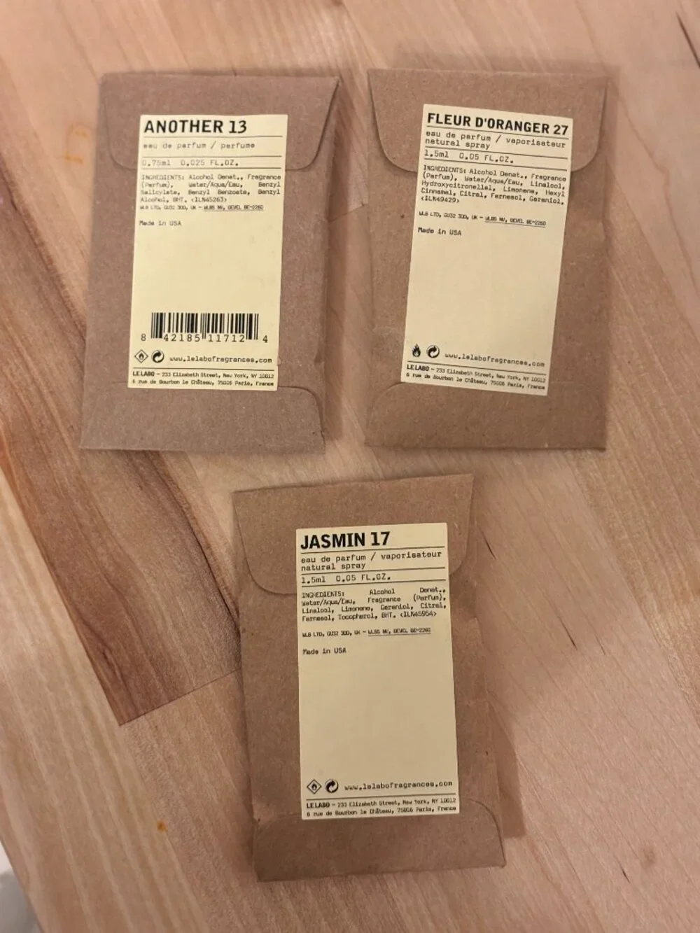 Le Labo Trio Fleur D Oranger 27, Another 13, Jasmin 17 Sealed New - Picture 1 of 4